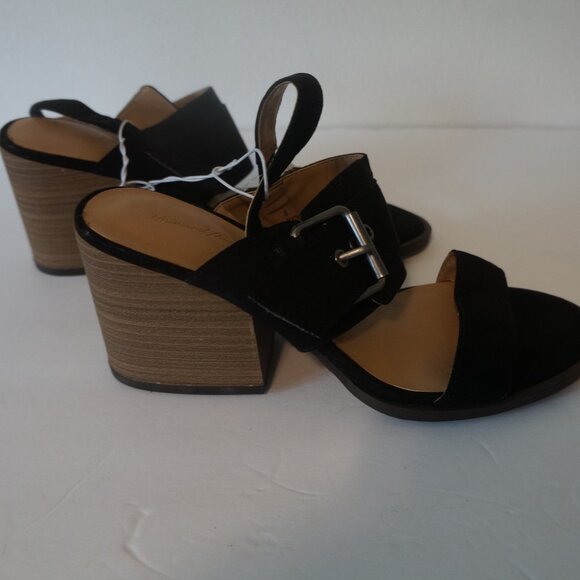 Universal Threads Black Sandals Heels Sling Back Matti Buckle Womens Size 6 - Picture 3 of 5